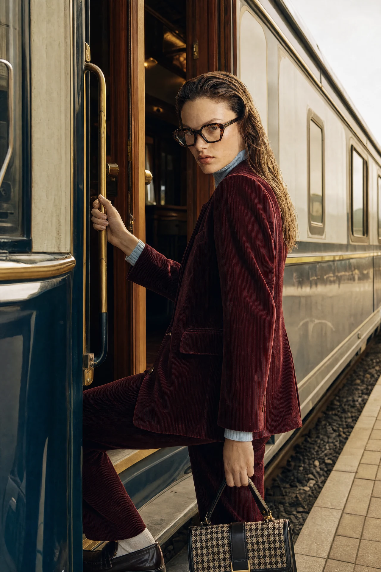 Vincent Kaes — portrait en lunettes à la porte d’un train