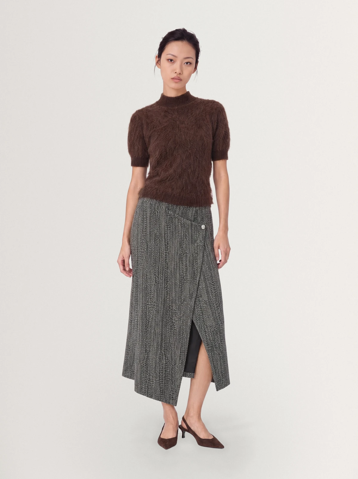 Maille & jupe portefeuille — face
