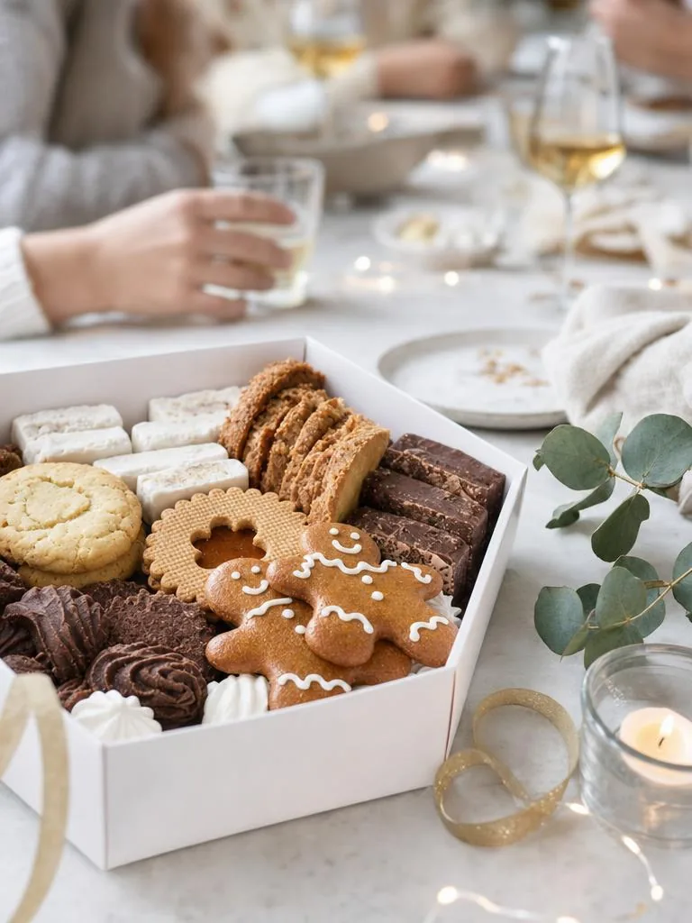 Boîte de biscuits de Noël sur une table de fêtes