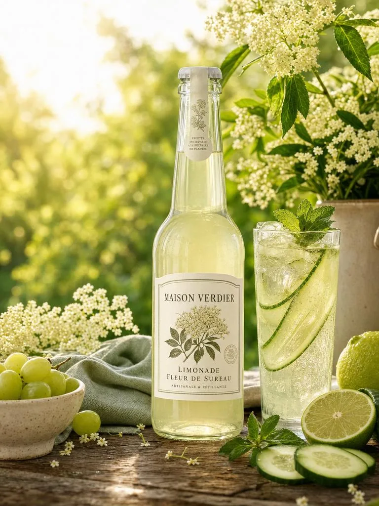 Limonade fleur de sureau dans un jardin d'été