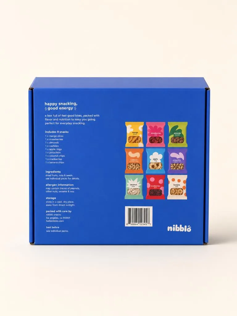 Dos du coffret Nibblo avec mentions et code-barres